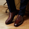 Men stylish, elegant shoes 985 brown