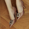 Women stylish, elegant shoes 1339 satin nude