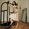 Women stylish, elegant shoes 1339 satin nude