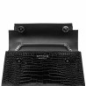 Women shoulder bag 041g 01 croco patent black