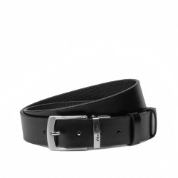 Men belt 71b bicolored black lucios+black perforat