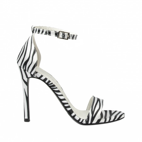 Sandale dama 1349 satin zebra alb