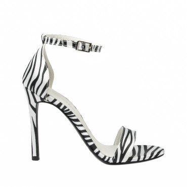 Sandale dama 1349 satin zebra alb