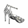 Sandale dama 1349 satin zebra alb