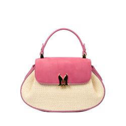 Geanta dama de mana 042g suede roz zmeura+rafie