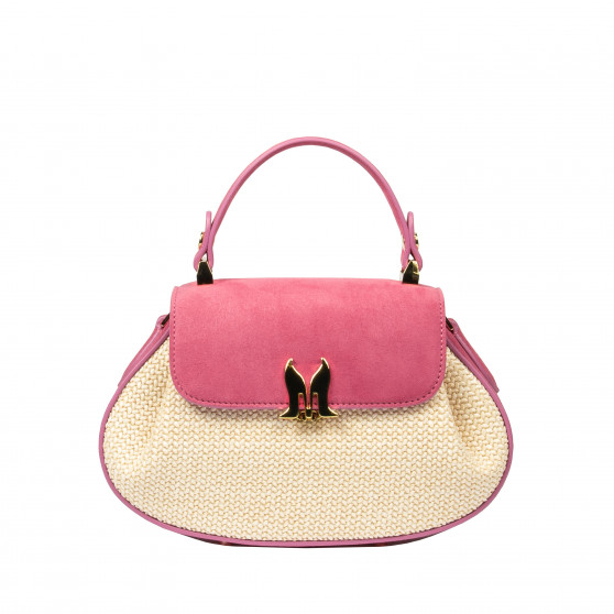 Geanta dama de mana 042g suede roz zmeura+rafie