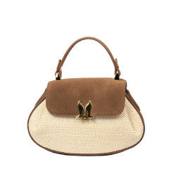 Geanta dama de mana 042g suede maro+rafie