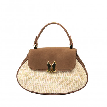 Geanta dama de mana 042g suede maro+rafie