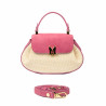 Geanta dama de mana 042g suede roz zmeura+rafie