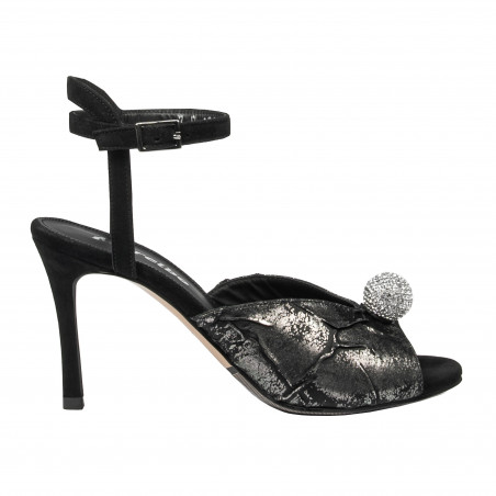 Sandale dama 1329 negru velur combinat