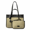 Geanta dama de plaja 045g 01 negru napa+rafie sand olive