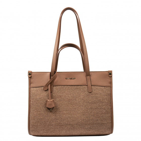 Geanta dama de plaja 045g camel+rafie caramel