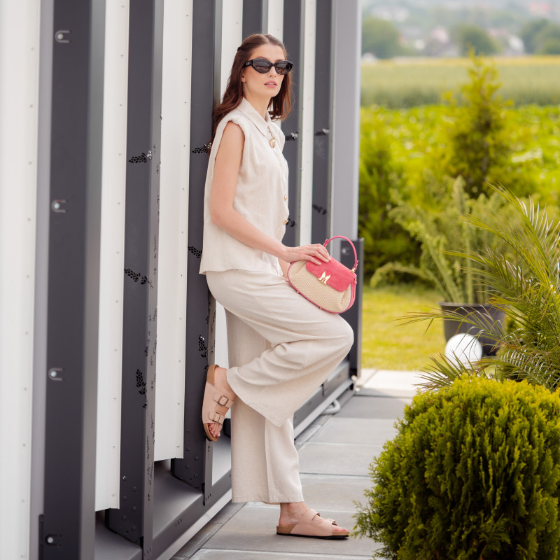 Geanta dama de mana 042g suede roz zmeura+rafie lifestyle