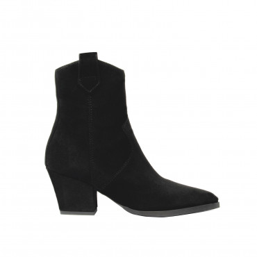 Ghete cu toc dama 1411-1 black velour