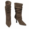 Ghete cu toc dama 1410 velour chocolate