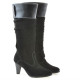 Women knee boots 1121-1 black+black antilopa