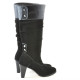 Women knee boots 1121-1 black+black antilopa