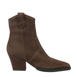 Ghete cu toc dama 1411 suede ciocolata