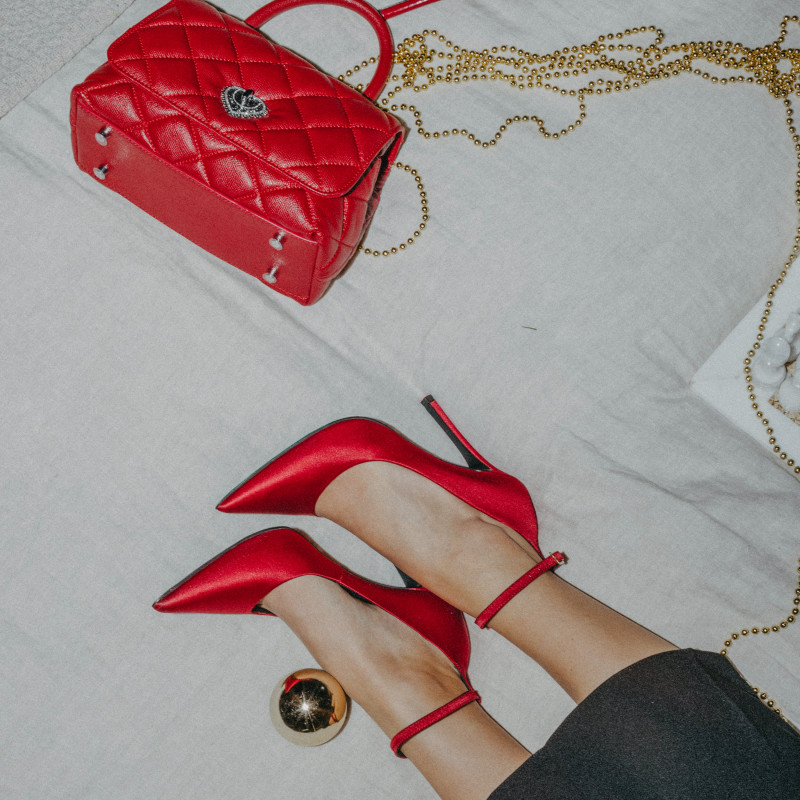 Pantofi eleganti dama 1311 saten rosu lifestyle