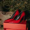 Women stylish, elegant shoes 1302 patent red