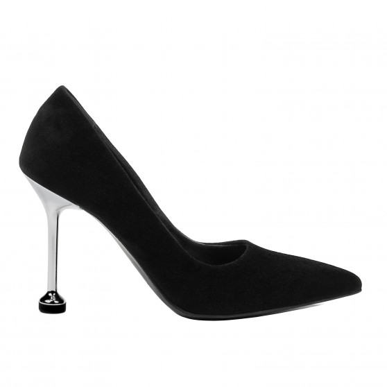 Women stylish, elegant shoes 1357 black velour