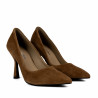 Women stylish, elegant shoes 1322 brown velour