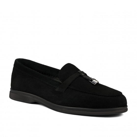Women loafers, moccasins 6082-1 black velour