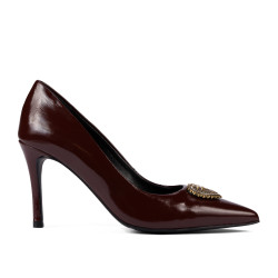 Women stylish, elegant shoes 1363 patent bordo
