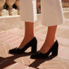 Women stylish, elegant shoes 1361 black velour
