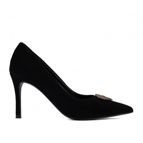 Women stylish, elegant shoes 1363 black velour