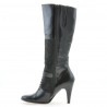 Women knee boots 1109 patent black+black antilopa