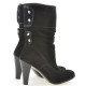 Women knee boots 1113 black+black antilopa