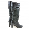 Women knee boots 1120 black+black antilopa pic