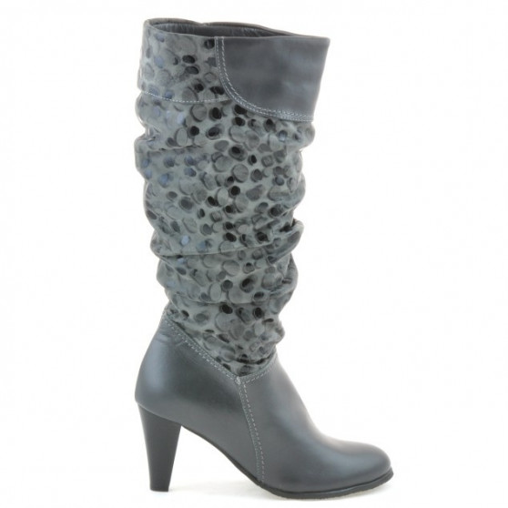 Women knee boots 1120 gray+gray antilopa