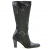 Women knee boots 1111 patent black+black antilopa