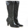 Women knee boots 1111 patent black+black antilopa