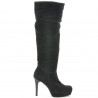 Women knee boots 1118 black antilopa