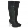 Women knee boots 1118 black antilopa