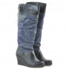 Women knee boots 226 black+indigo antilopa