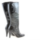 Women knee boots 1109 patent black combined