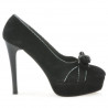 Women stylish, elegant shoes 1095 black antilopa+silver