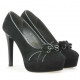 Women stylish, elegant shoes 1095 black antilopa+silver