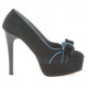 Women stylish, elegant shoes 1095 black antilopa+turcoaz
