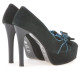 Women stylish, elegant shoes 1095 black antilopa+turcoaz