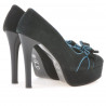 Pantofi eleganti dama 1095 negru antilopa+turcoaz
