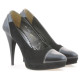 Women stylish, elegant shoes 1082 black antilopa combined