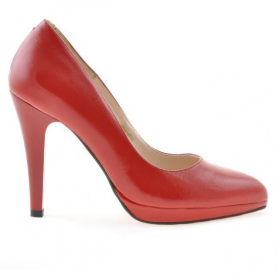 Women stylish, elegant shoes 1233 patent red satinat