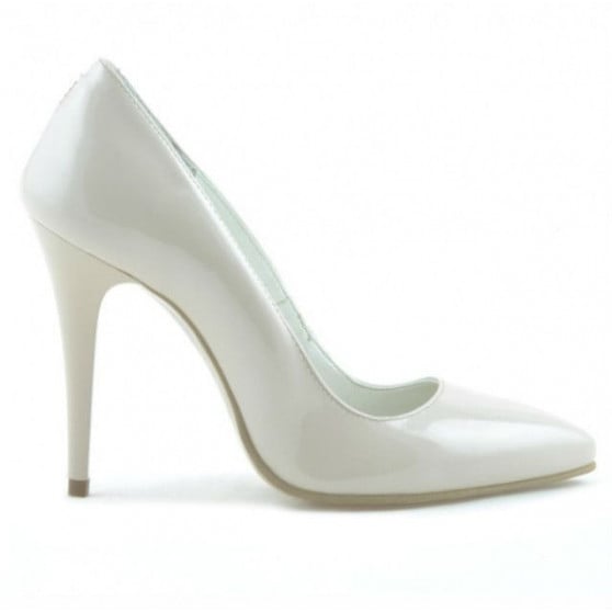 Women stylish, elegant shoes 1241 patent ivory