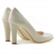 Women stylish, elegant shoes 1243 patent ivory