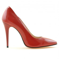 Women stylish, elegant shoes 1241 patent red satinat